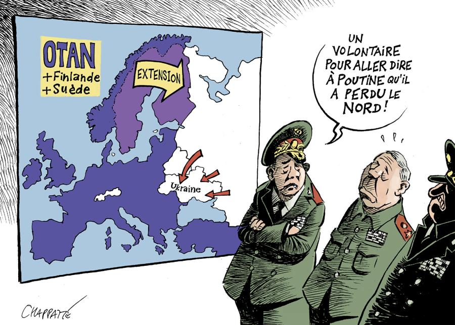 Finlande et Suède veulent rejoindre l’OTAN Finlande et Suède veulent rejoindre l’OTAN - © Chappatte dans Le Temps, Genève