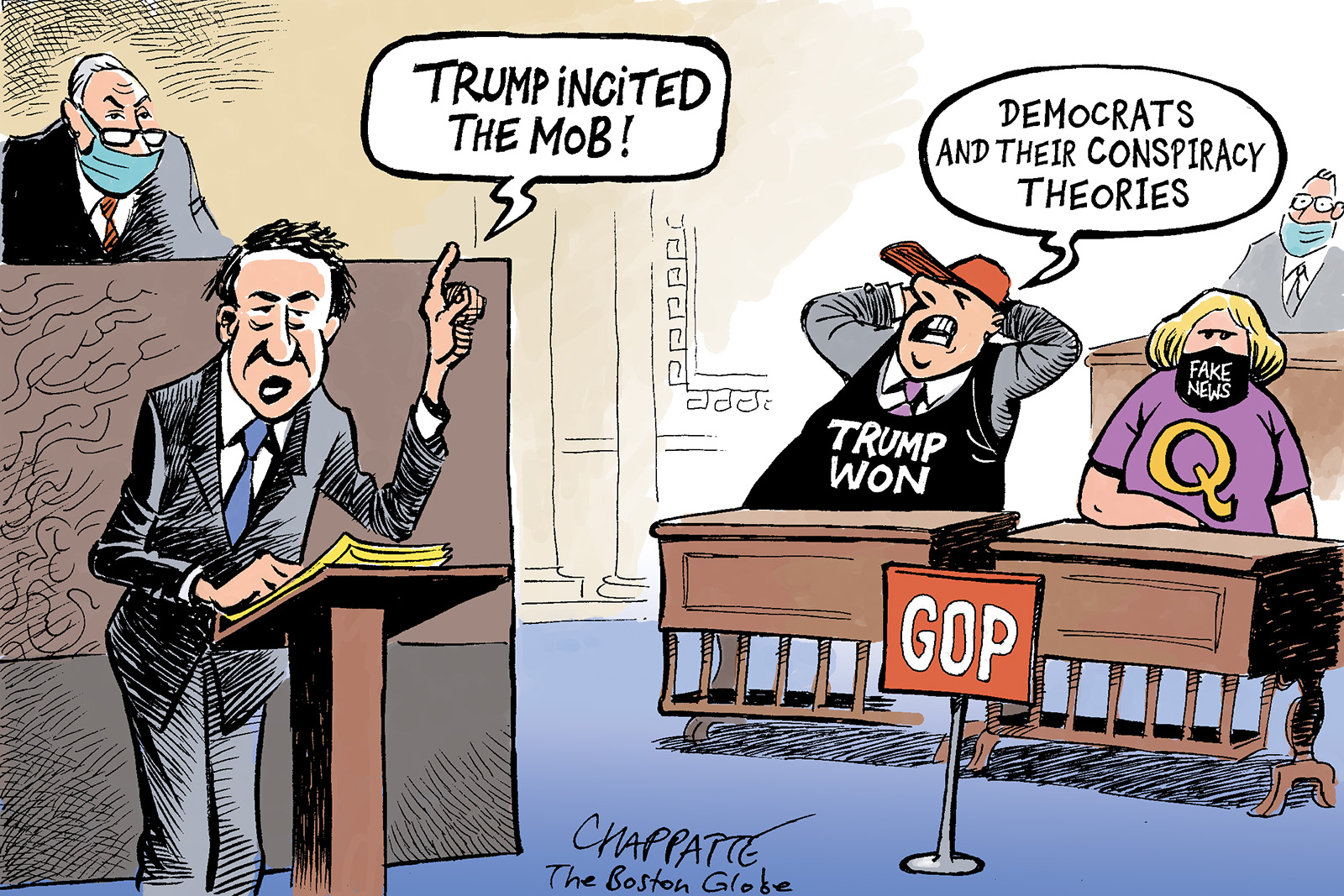 The inciter in chief on trial | Globecartoon - Political Cartoons