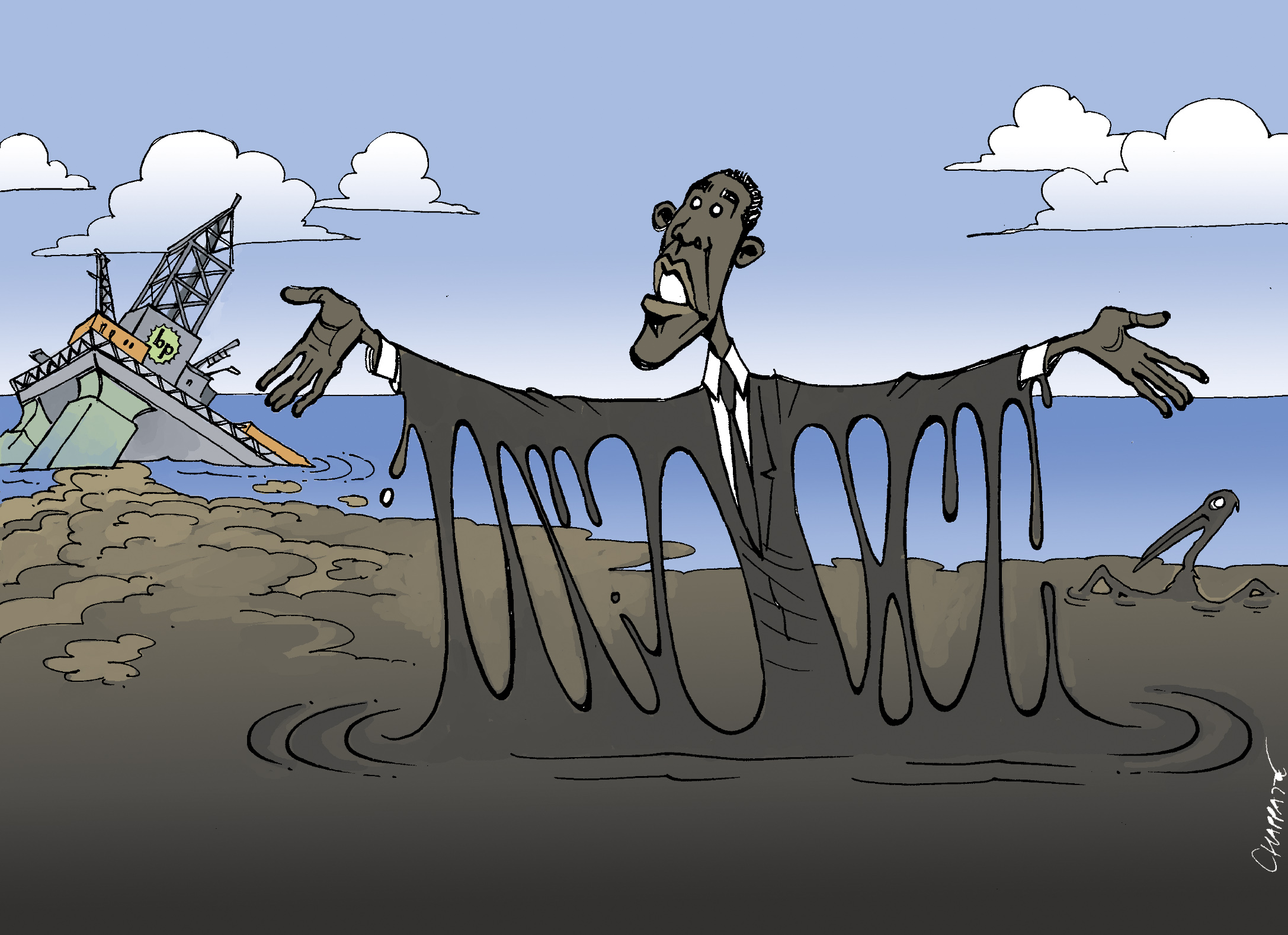 Obama and the oil spill | Globecartoon - Political Cartoons - Patrick  Chappatte