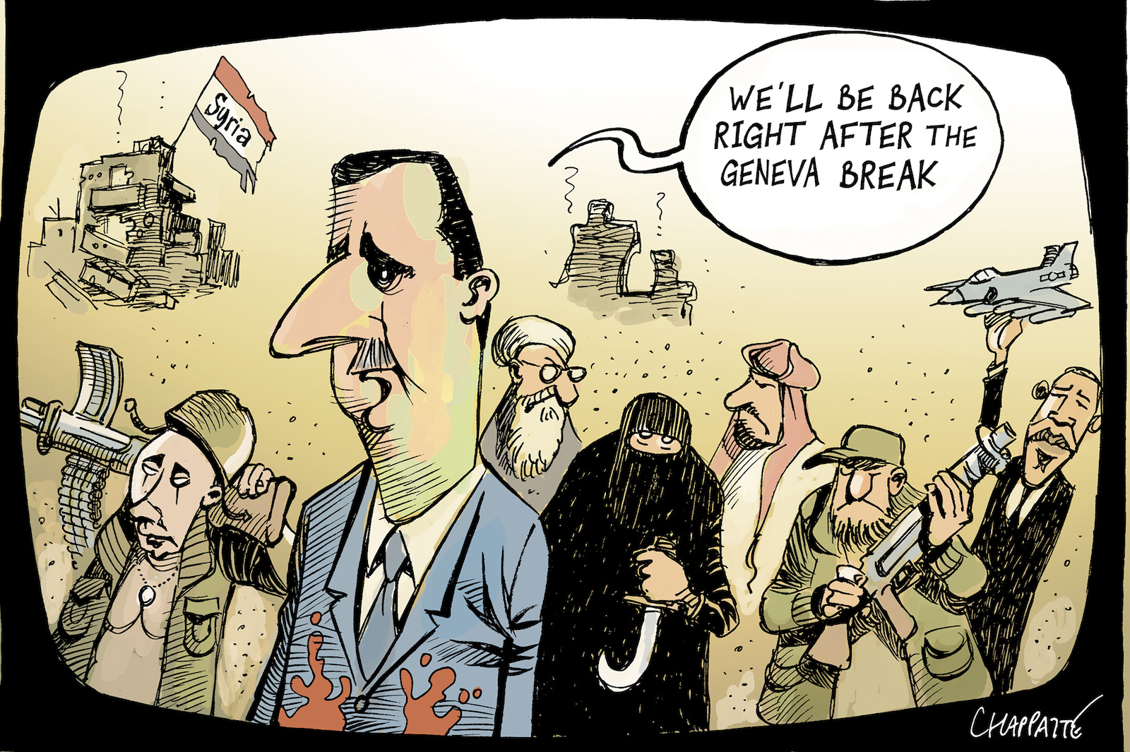 Geneva Peace Talks | Globecartoon - Political Cartoons - Patrick Chappatte