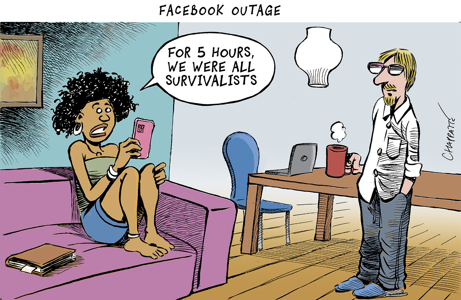 The day social media collapsed | Globecartoon - Political Cartoons - Patrick Chappatte The day social media collapsed | Globecartoon - Political Cartoons - Patrick Chappatte
