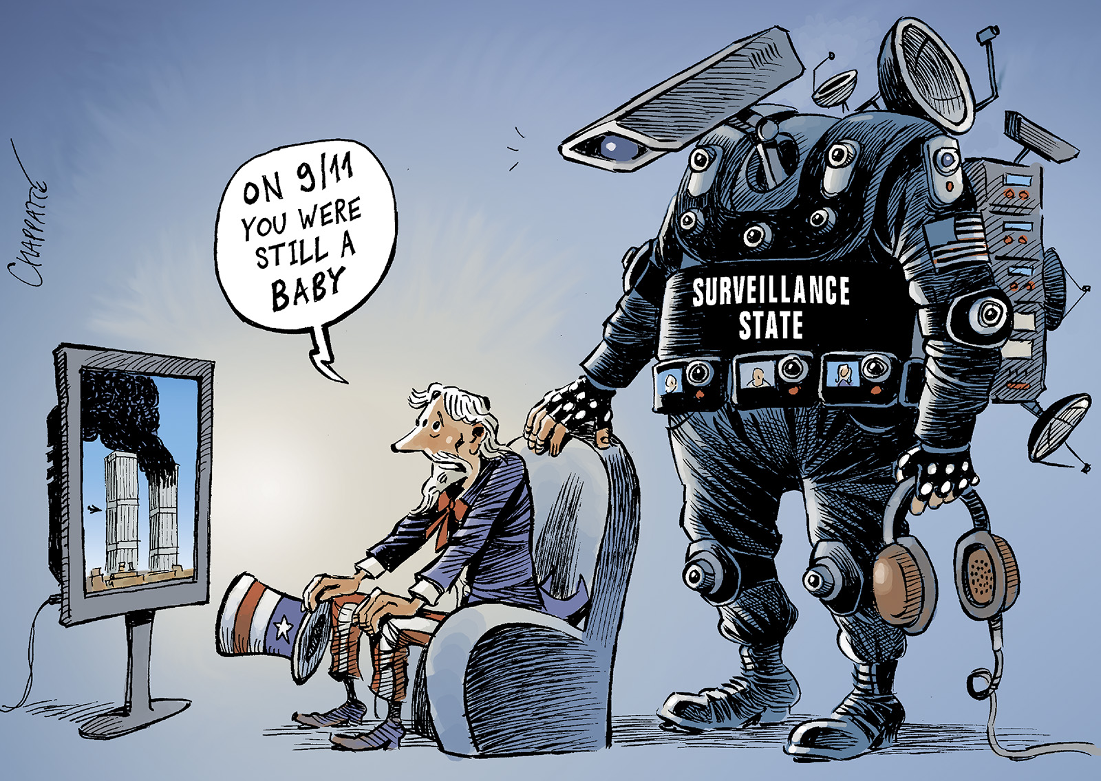 Born On 911 Globecartoon Political Cartoons Patrick Chappatte 
