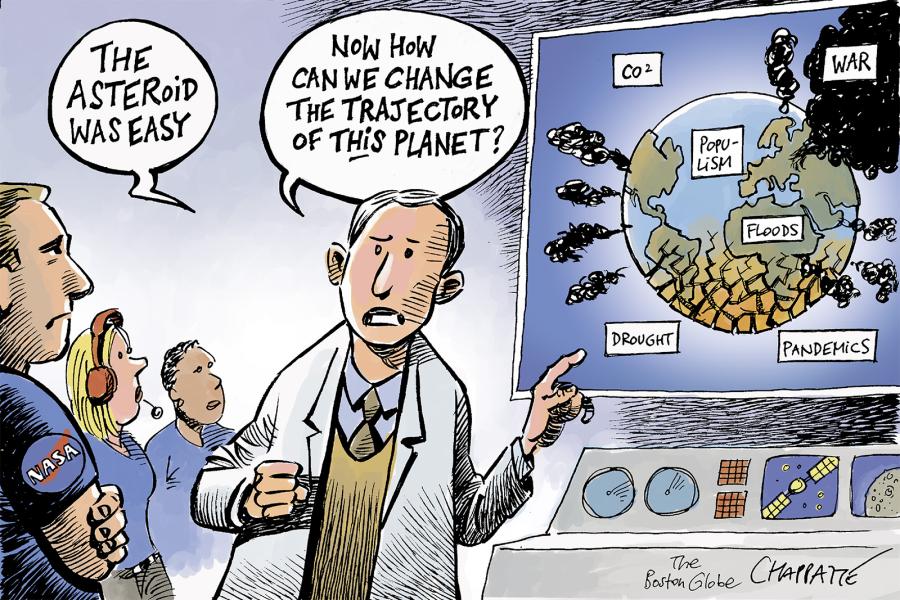 NASA knocks an asteroid off course | Globecartoon - Political Cartoons -  Patrick Chappatte