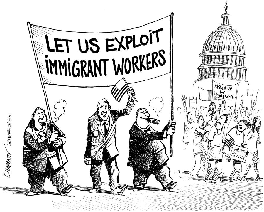 Pro Immigration Rally | Globecartoon - Political Cartoons - Patrick  Chappatte