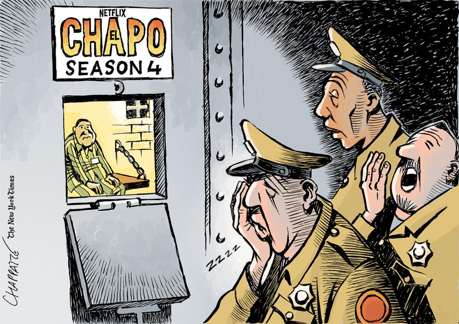 El Chapo behind bars | Globecartoon - Political Cartoons - Patrick Chappatte